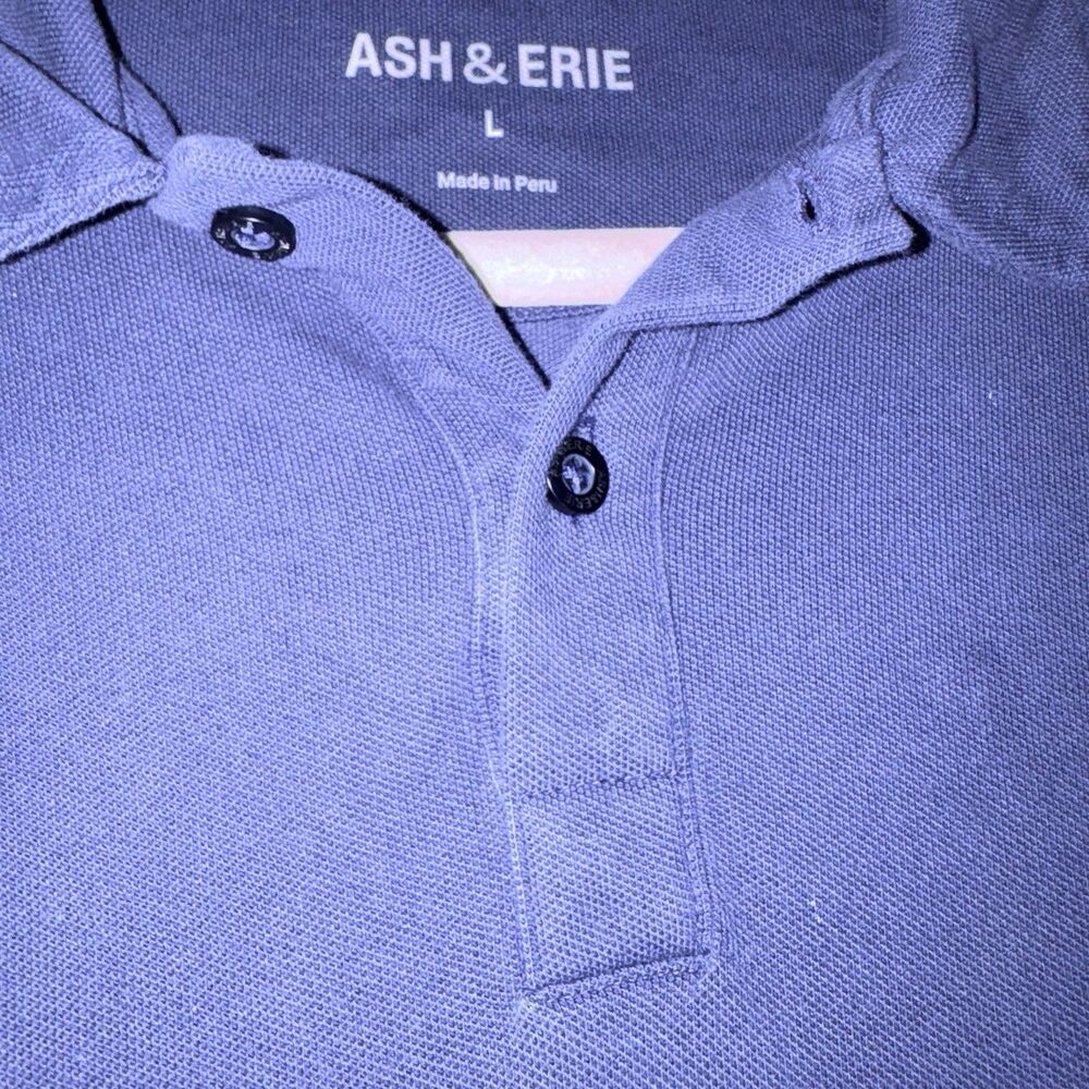 Ash & Erie Polo Shirt Mens Large Blue Performance Stretch Short Sleeve